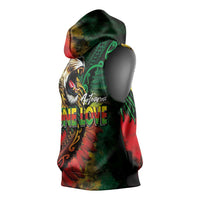 Aotearoa One Love Sleeveless Hoodie Reggae Lion with Kakahu Huruhuru LT03 - Polynesian Pride