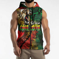 Aotearoa One Love Sleeveless Zip Hoodie Reggae Lion with Kakahu Huruhuru LT03 - Polynesian Pride