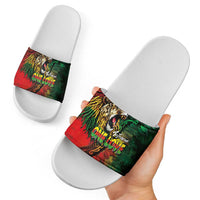 Aotearoa One Love Slide Sandals Reggae Lion with Kakahu Huruhuru LT03 - Polynesian Pride