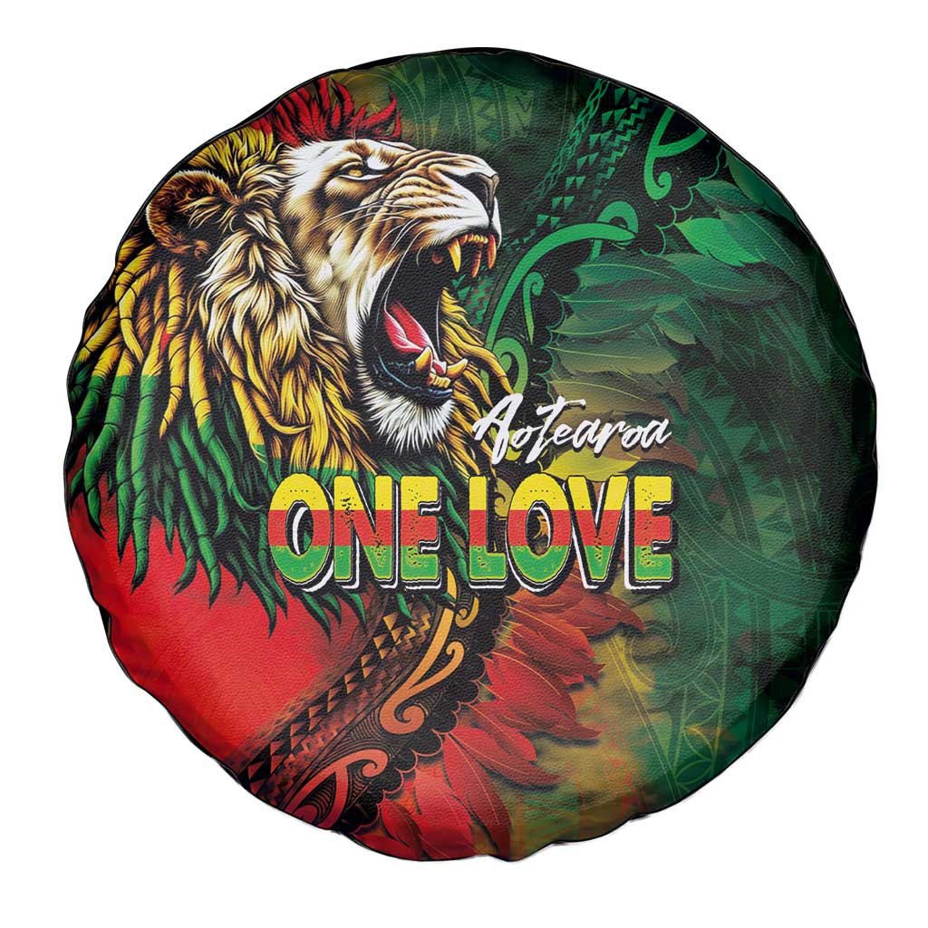 Aotearoa One Love Spare Tire Cover Reggae Lion with Kakahu Huruhuru LT03 - Polynesian Pride
