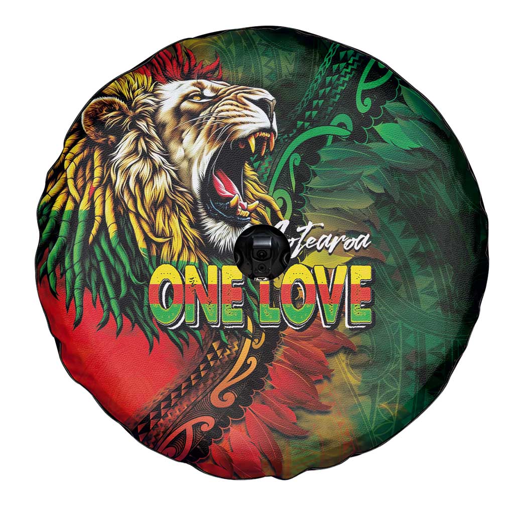 Aotearoa One Love Spare Tire Cover Reggae Lion with Kakahu Huruhuru LT03 - Polynesian Pride