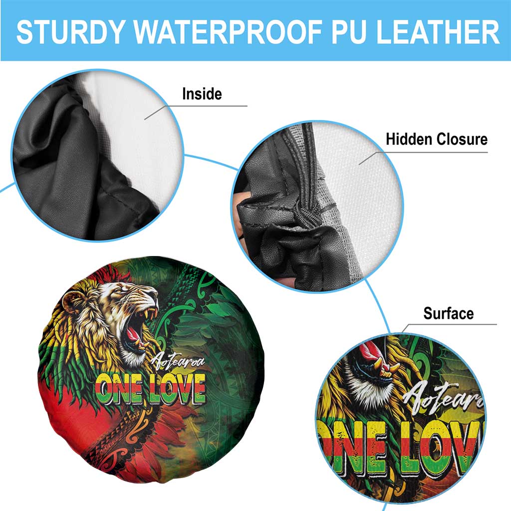 Aotearoa One Love Spare Tire Cover Reggae Lion with Kakahu Huruhuru LT03 - Polynesian Pride