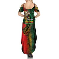 Aotearoa One Love Summer Maxi Dress Reggae Lion with Kakahu Huruhuru LT03 - Polynesian Pride