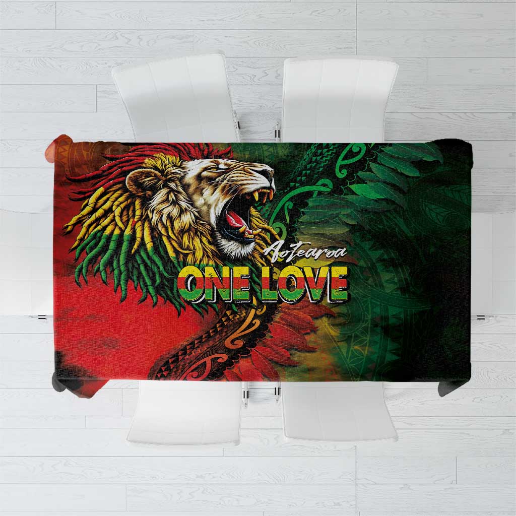 Aotearoa One Love Tablecloth Reggae Lion with Kakahu Huruhuru