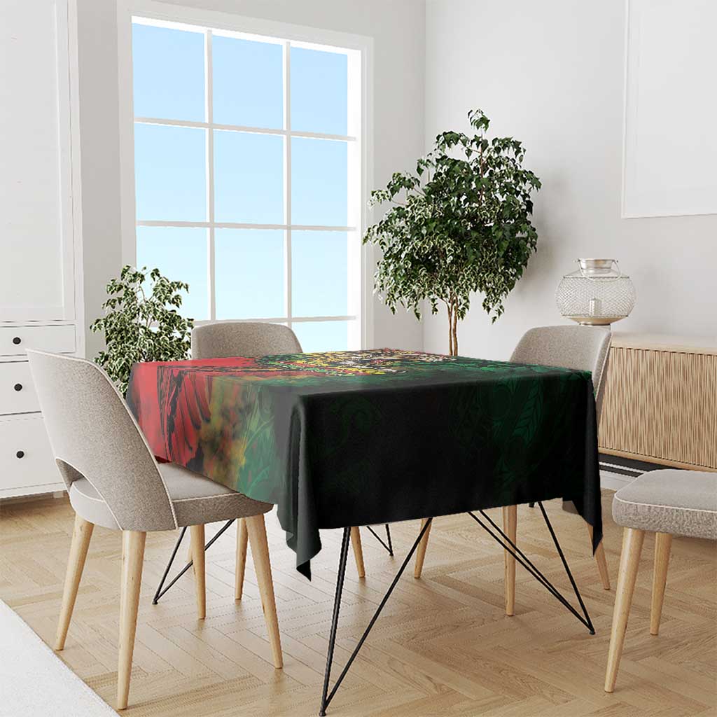 Aotearoa One Love Tablecloth Reggae Lion with Kakahu Huruhuru