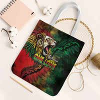 Aotearoa One Love Tote Bag Reggae Lion with Kakahu Huruhuru LT03 White Strap One Size Black - Polynesian Pride