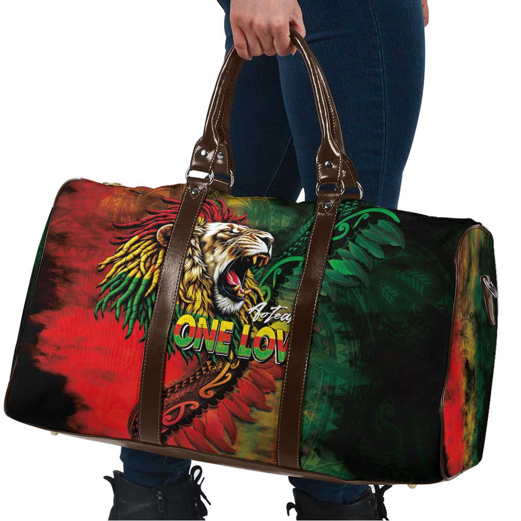 Aotearoa One Love Travel Bag Reggae Lion with Kakahu Huruhuru LT03 - Polynesian Pride