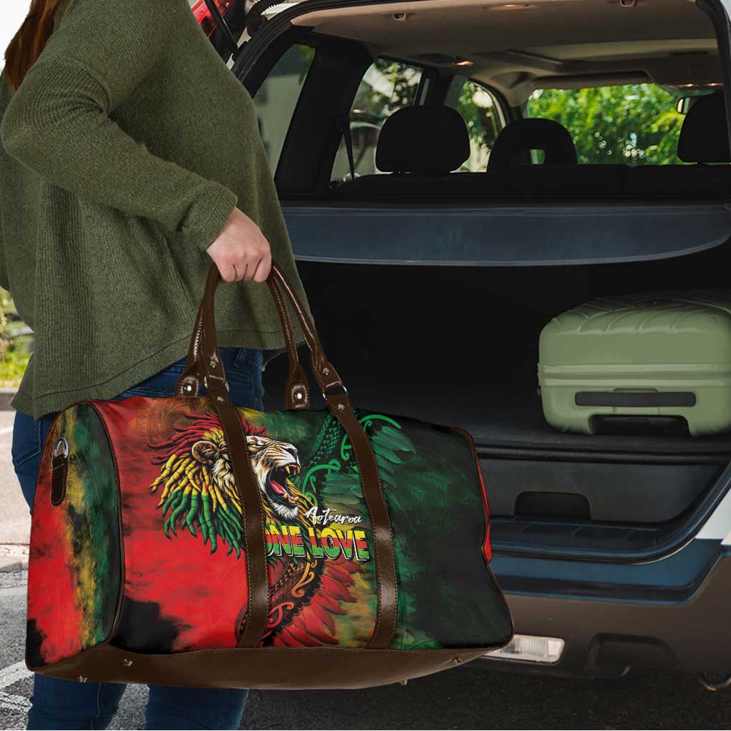 Aotearoa One Love Travel Bag Reggae Lion with Kakahu Huruhuru LT03 - Polynesian Pride