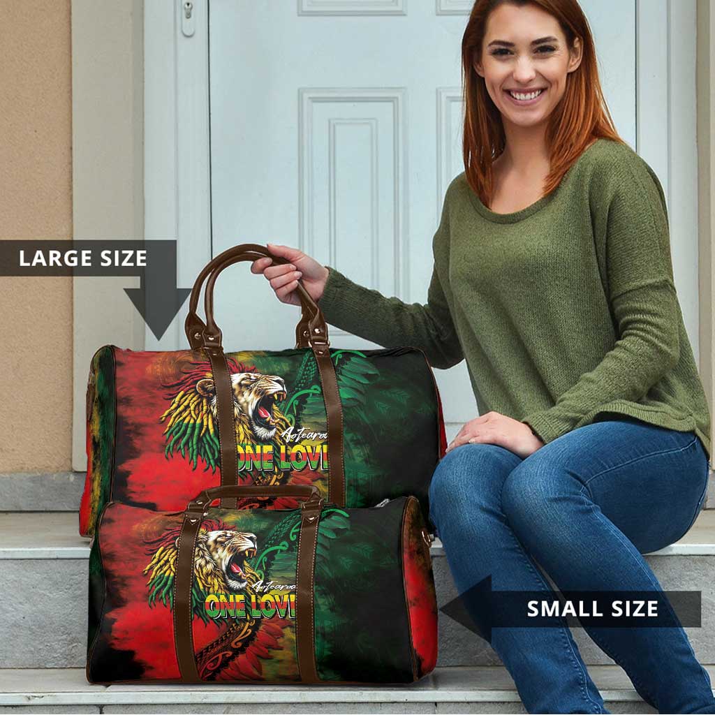 Aotearoa One Love Travel Bag Reggae Lion with Kakahu Huruhuru LT03 - Polynesian Pride