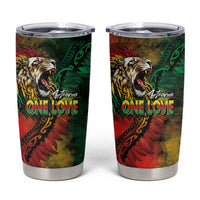Aotearoa One Love Tumbler Cup Reggae Lion with Kakahu Huruhuru LT03 Black - Polynesian Pride