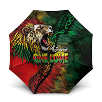 Aotearoa One Love Umbrella Reggae Lion with Kakahu Huruhuru LT03 One Size Folded 11.42 inch Opened Diameter 37.4 inch Black - Polynesian Pride