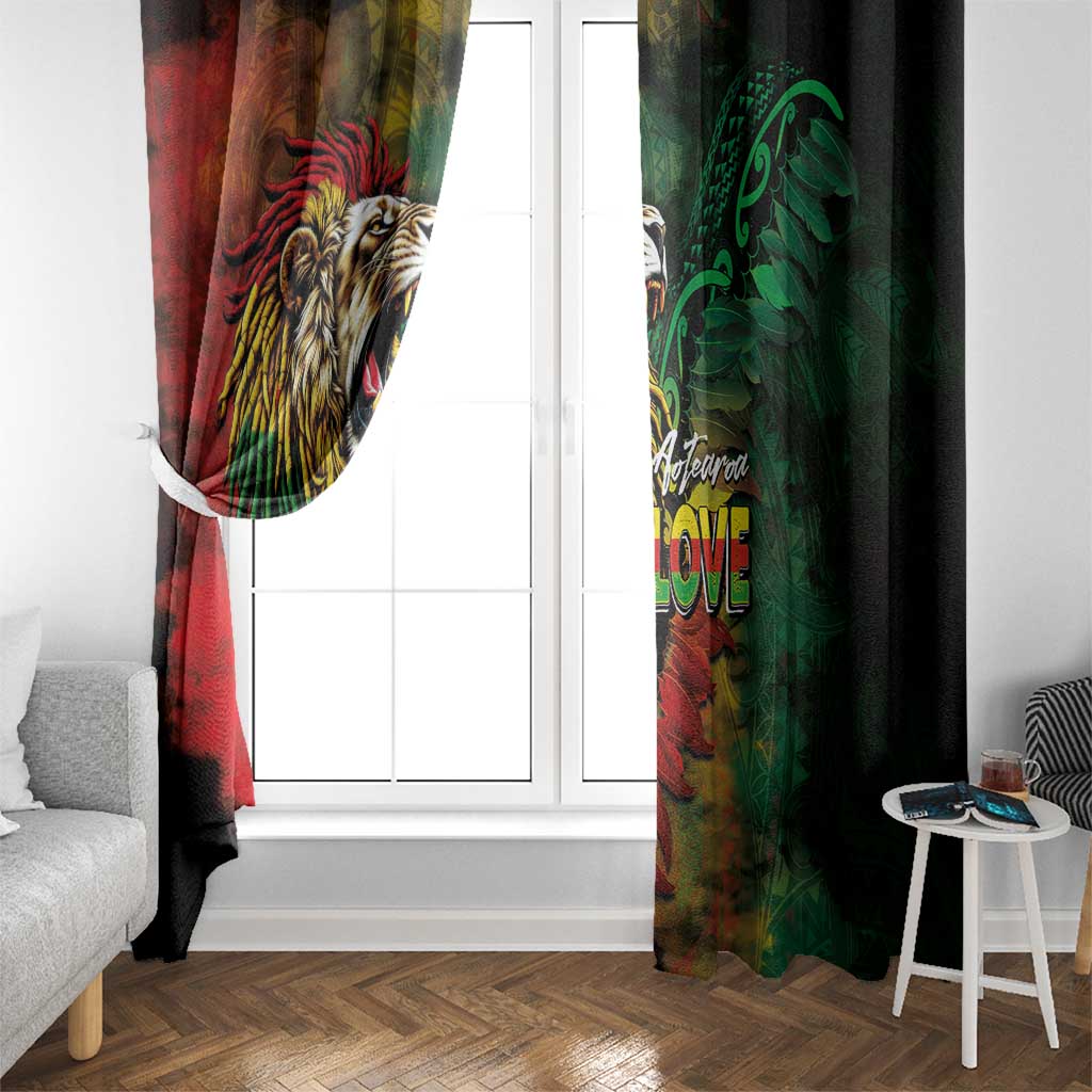 Aotearoa One Love Window Curtain Reggae Lion with Kakahu Huruhuru LT03 - Polynesian Pride