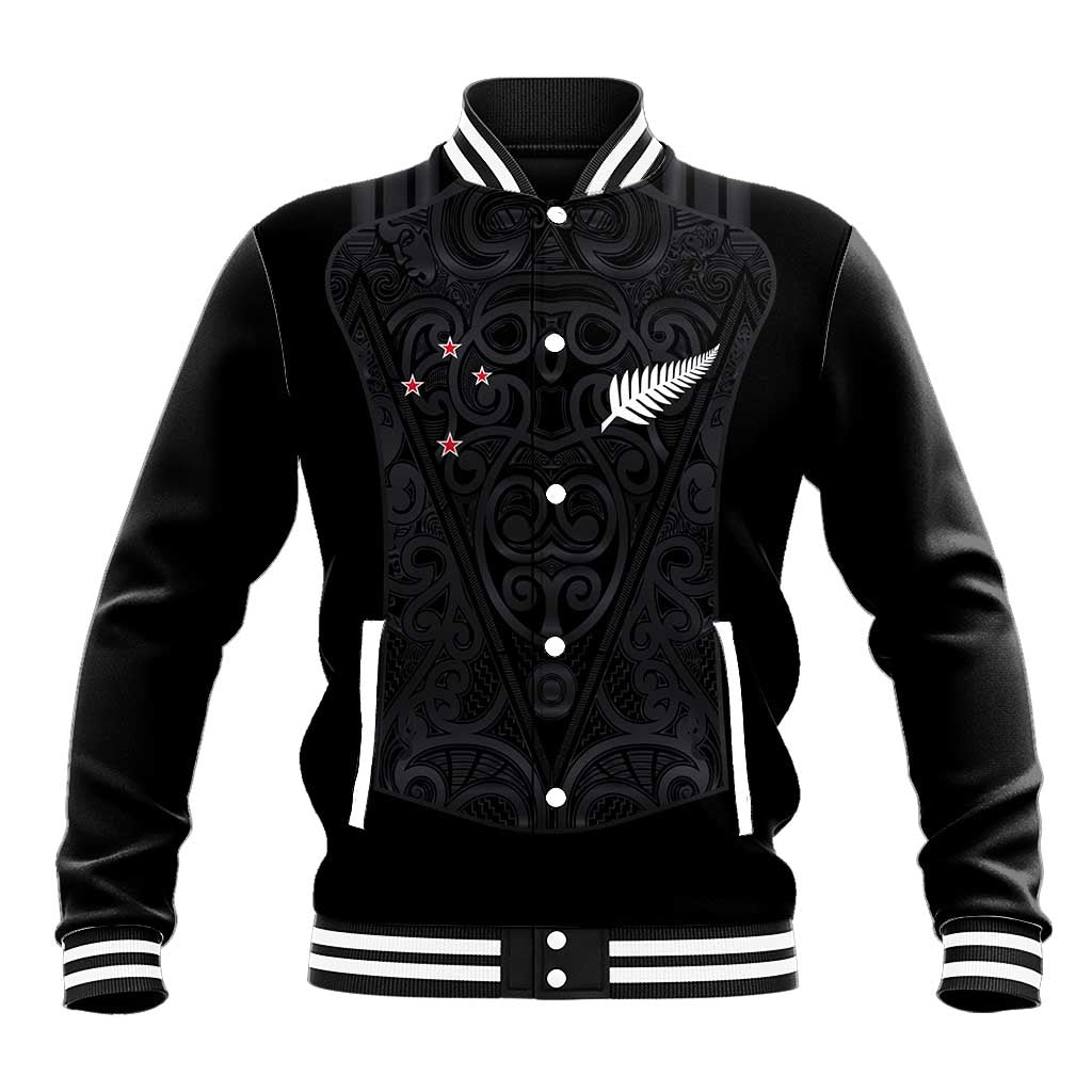Custom Aotearoa Rugby Baseball Jacket Fern Blacks-Traditional Maori Motifs Design