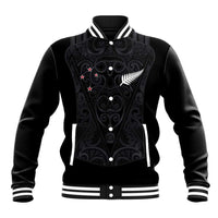 Custom Aotearoa Rugby Baseball Jacket Fern Blacks-Traditional Maori Motifs Design