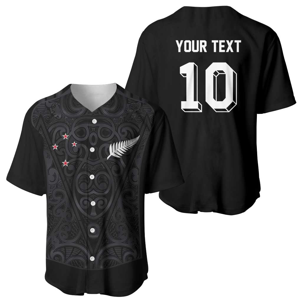 Custom Aotearoa Rugby Baseball Jersey Fern Blacks-Traditional Maori Motifs Design LT03 - Polynesian Pride