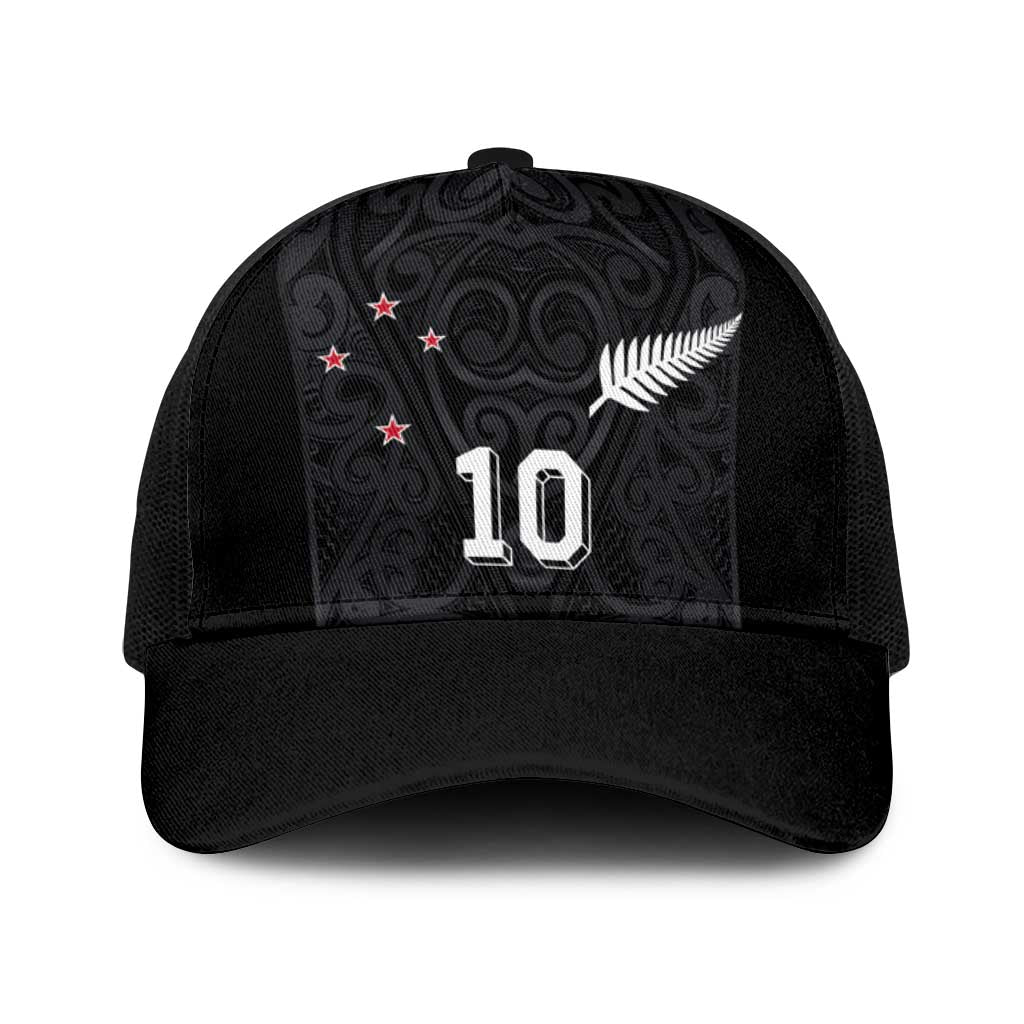 Custom Aotearoa Rugby Baseball Net Cap Fern Blacks-Traditional Maori Motifs Design LT03 One Size Black Black - Polynesian Pride