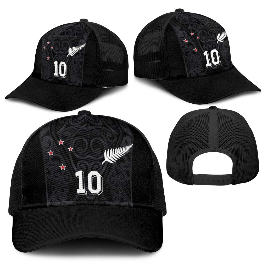 Custom Aotearoa Rugby Baseball Net Cap Fern Blacks-Traditional Maori Motifs Design LT03 - Polynesian Pride