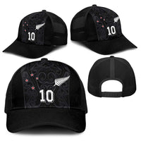 Custom Aotearoa Rugby Baseball Net Cap Fern Blacks-Traditional Maori Motifs Design LT03 - Polynesian Pride