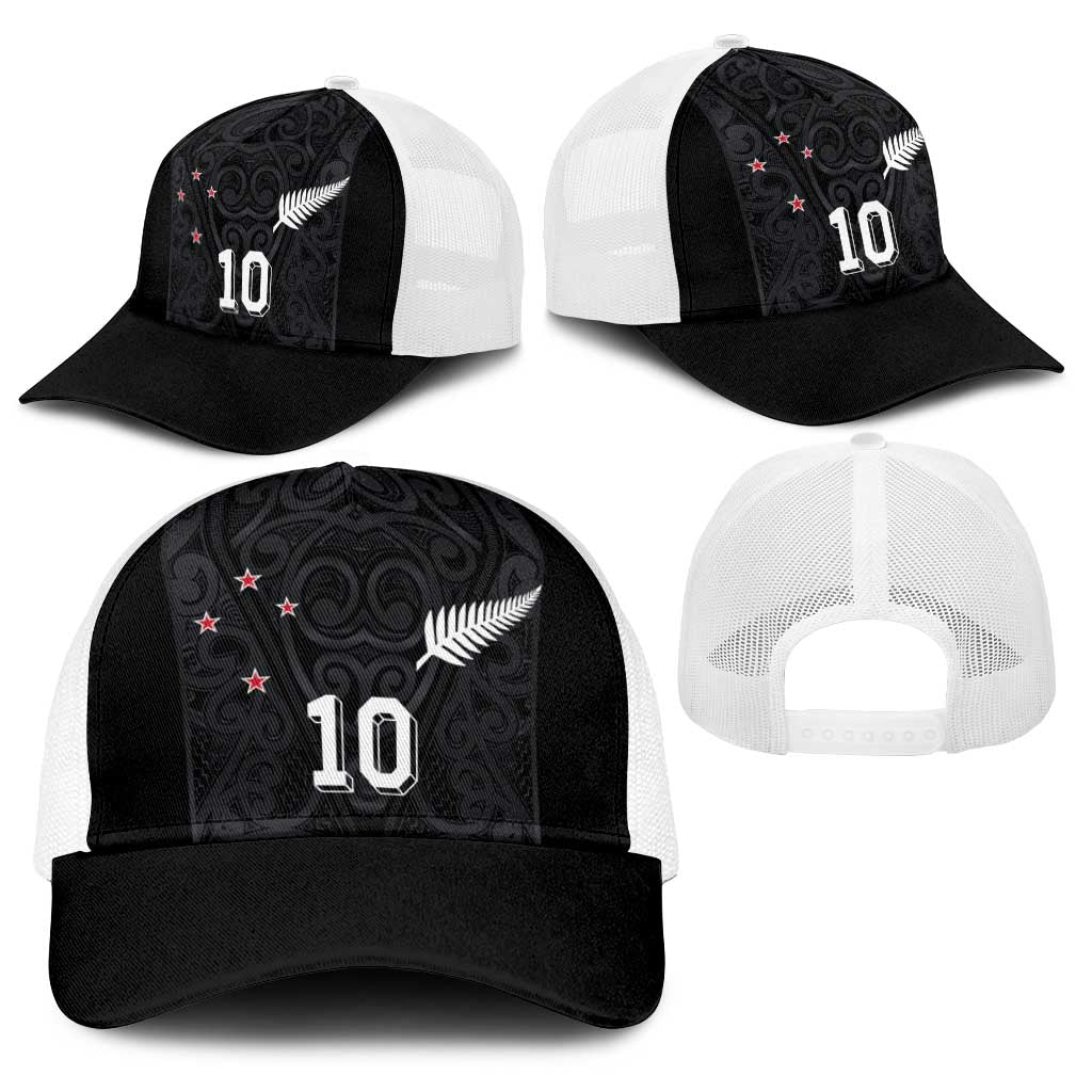 Custom Aotearoa Rugby Baseball Net Cap Fern Blacks-Traditional Maori Motifs Design LT03 - Polynesian Pride