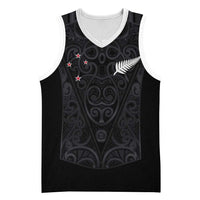 Custom Aotearoa Rugby Basketball Jersey Fern Blacks-Traditional Maori Motifs Design LT03 Unisex Black - Polynesian Pride