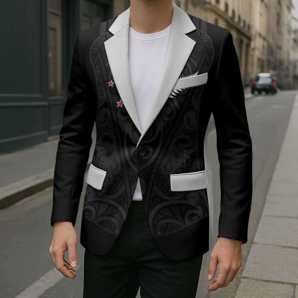 Custom Aotearoa Rugby Blazer Fern Blacks-Traditional Maori Motifs Design LT03 - Polynesian Pride