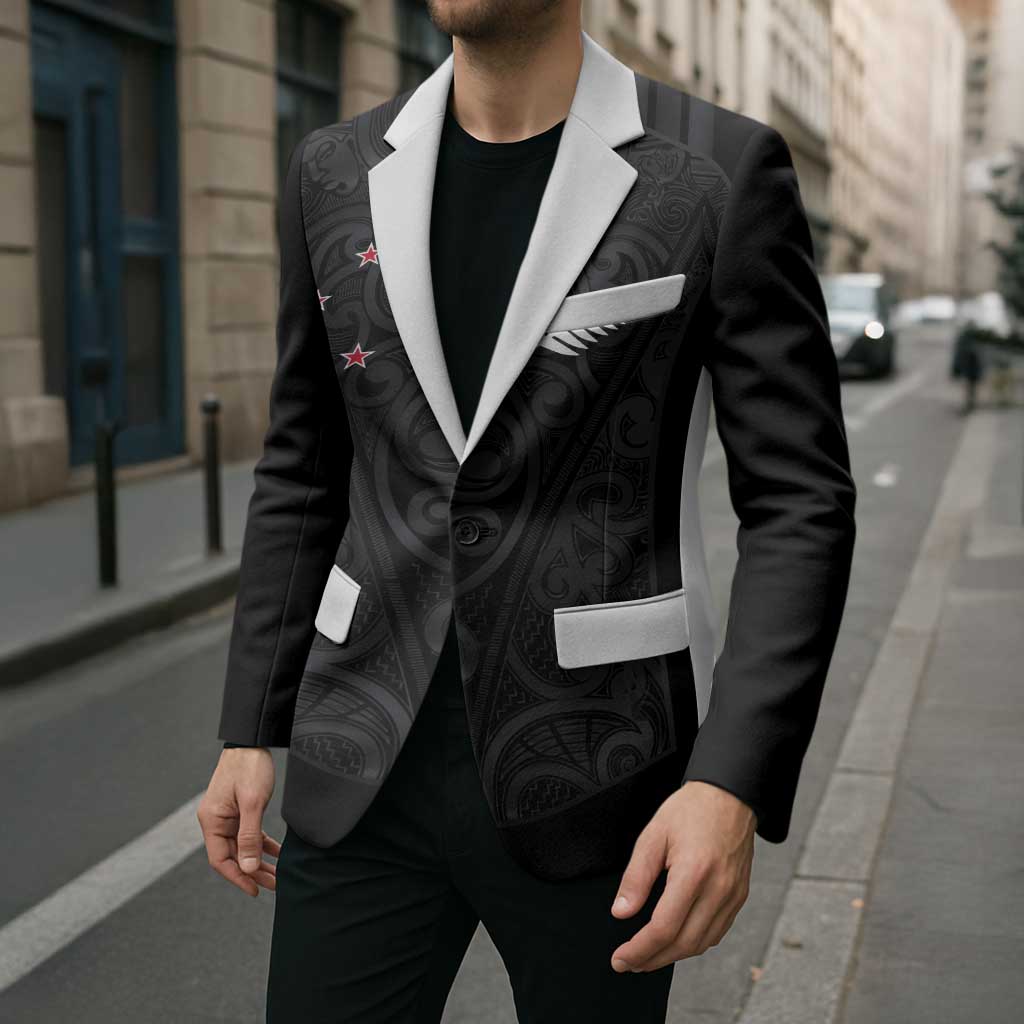Custom Aotearoa Rugby Blazer Fern Blacks-Traditional Maori Motifs Design LT03 - Polynesian Pride