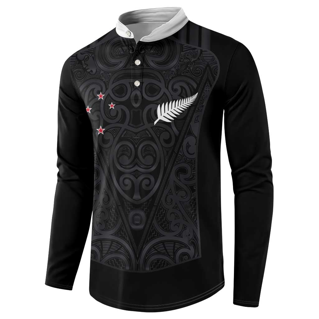 Custom Aotearoa Rugby Button Sweatshirt Fern Blacks-Traditional Maori Motifs Design LT03 - Polynesian Pride