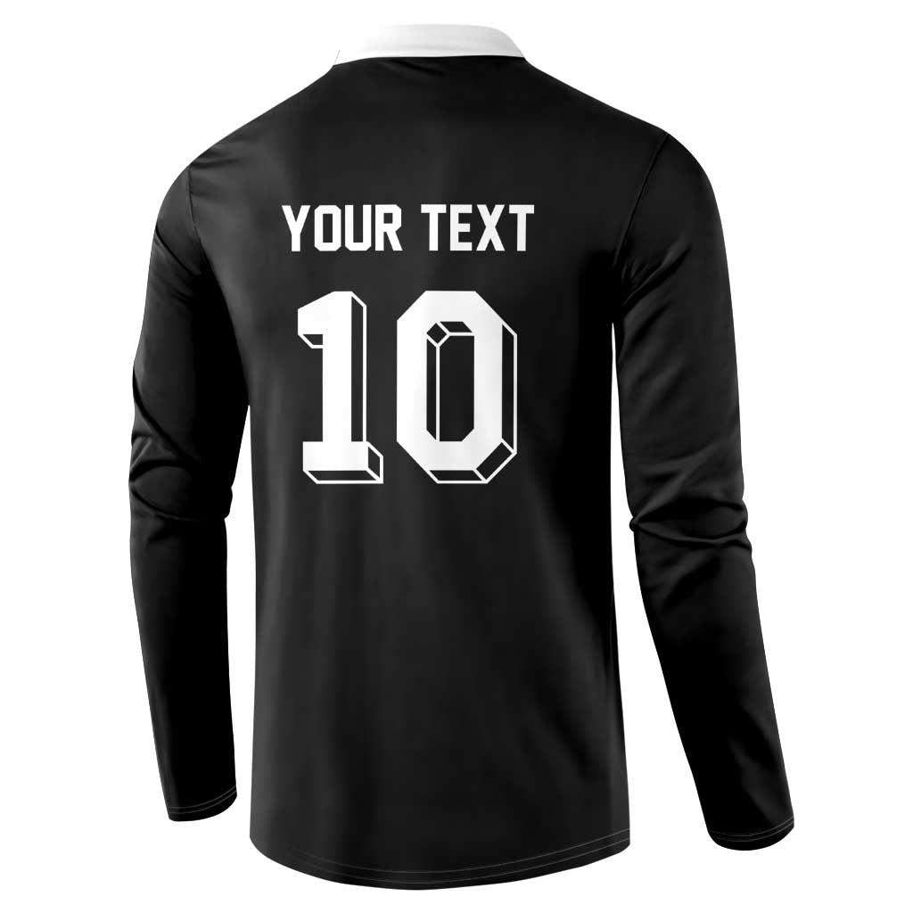 Custom Aotearoa Rugby Button Sweatshirt Fern Blacks-Traditional Maori Motifs Design LT03 - Polynesian Pride