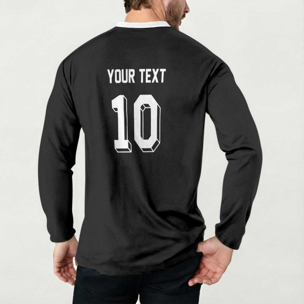 Custom Aotearoa Rugby Button Sweatshirt Fern Blacks-Traditional Maori Motifs Design LT03 - Polynesian Pride