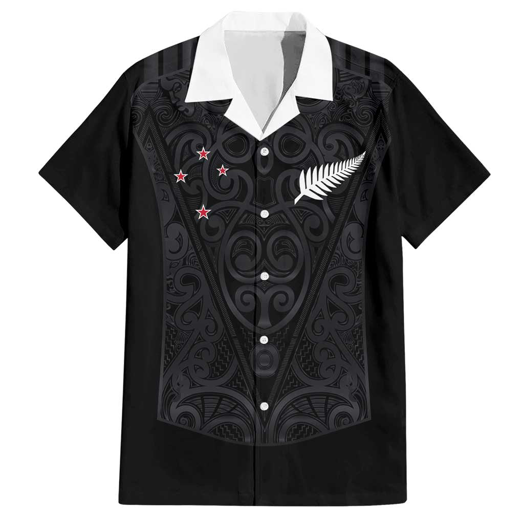 Custom Aotearoa Rugby Hawaiian Shirt Fern Blacks-Traditional Maori Motifs Design LT03 Black - Polynesian Pride