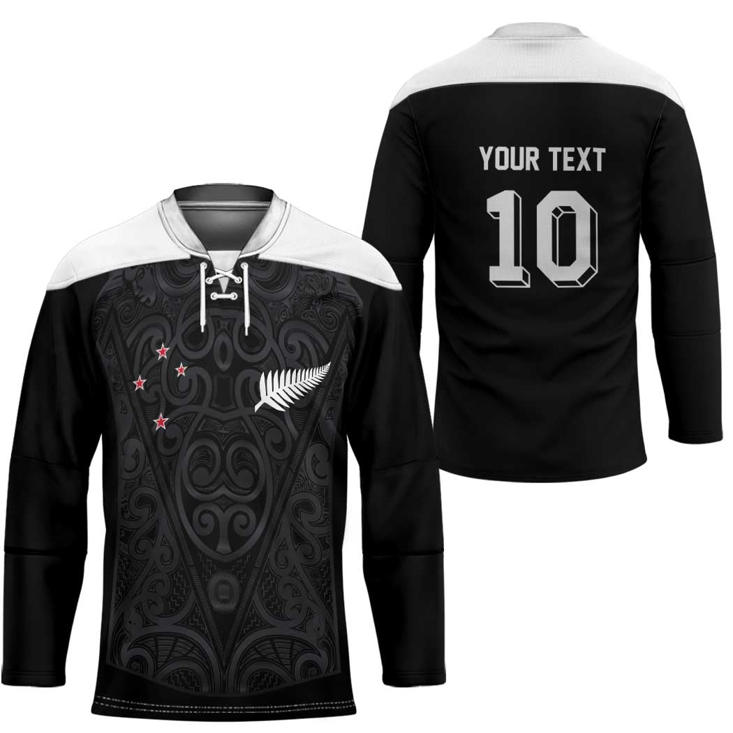 Custom Aotearoa Rugby Hockey Jersey Fern Blacks-Traditional Maori Motifs Design LT03 - Polynesian Pride