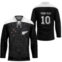 Custom Aotearoa Rugby Hockey Jersey Fern Blacks-Traditional Maori Motifs Design LT03 - Polynesian Pride