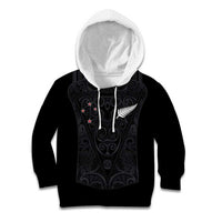 Custom Aotearoa Rugby Kid Hoodie Fern Blacks-Traditional Maori Motifs Design LT03 Hoodie Black - Polynesian Pride