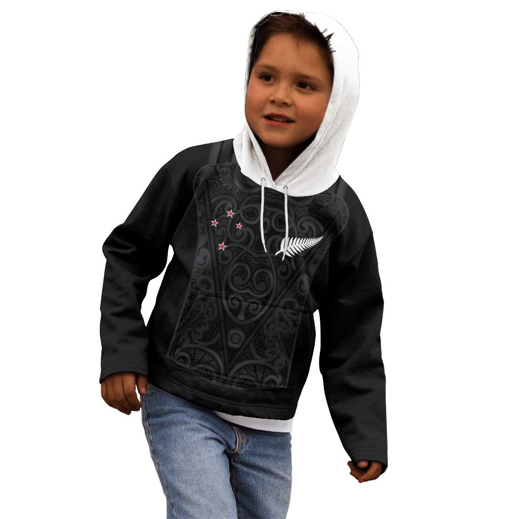 Custom Aotearoa Rugby Kid Hoodie Fern Blacks-Traditional Maori Motifs Design LT03 - Polynesian Pride