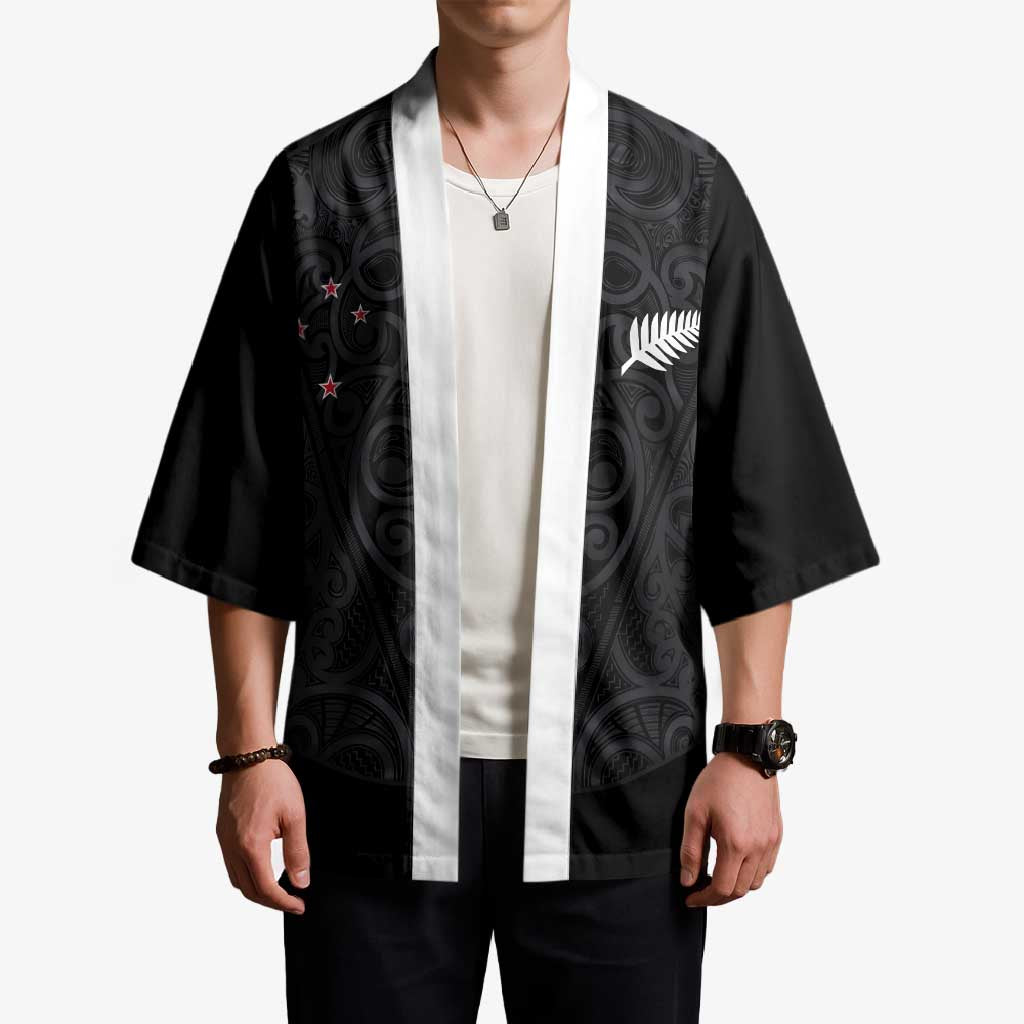 Custom Aotearoa Rugby Kimono Fern Blacks-Traditional Maori Motifs Design LT03 - Polynesian Pride