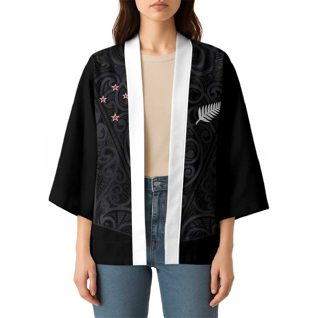 Custom Aotearoa Rugby Kimono Fern Blacks-Traditional Maori Motifs Design LT03 - Polynesian Pride