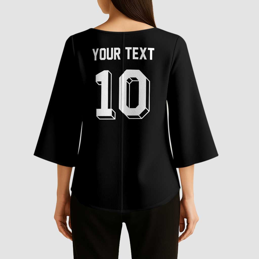 Custom Aotearoa Rugby Kimono Sleeve Blouse Fern Blacks-Traditional Maori Motifs Design LT03 - Polynesian Pride