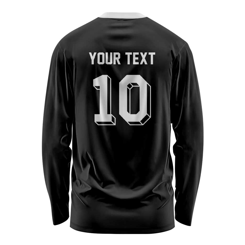 Custom Aotearoa Rugby Long Sleeve Shirt Fern Blacks-Traditional Maori Motifs Design LT03 - Polynesian Pride