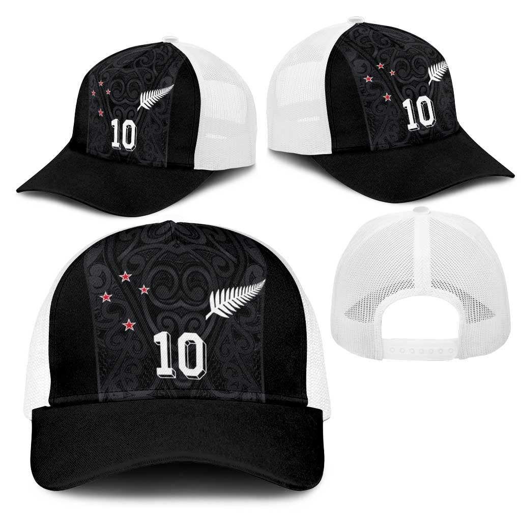 Custom Aotearoa Rugby Mesh Trucker Cap Fern Blacks-Traditional Maori Motifs Design LT03 - Polynesian Pride