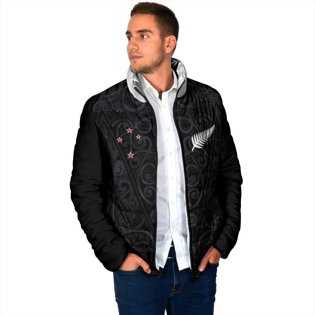 Custom Aotearoa Rugby Padded Jacket Fern Blacks-Traditional Maori Motifs Design LT03 - Polynesian Pride