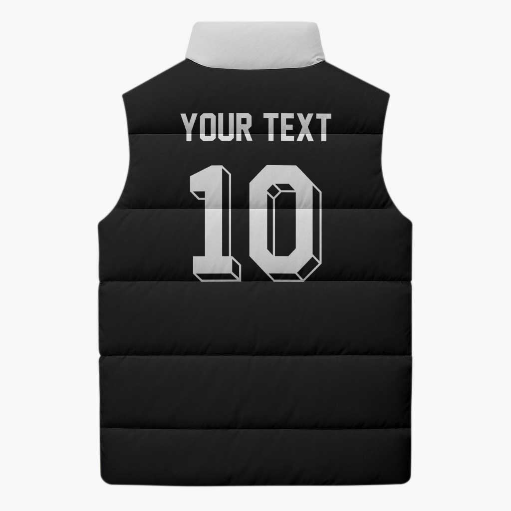 Custom Aotearoa Rugby Sleeveless Puffer Jacket Fern Blacks-Traditional Maori Motifs Design LT03 - Polynesian Pride
