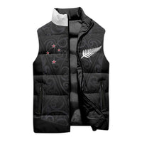 Custom Aotearoa Rugby Sleeveless Puffer Jacket Fern Blacks-Traditional Maori Motifs Design LT03 - Polynesian Pride