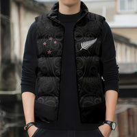 Custom Aotearoa Rugby Sleeveless Puffer Jacket Fern Blacks-Traditional Maori Motifs Design LT03 - Polynesian Pride