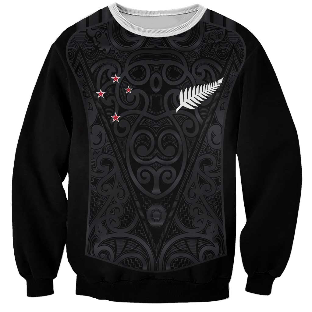 Custom Aotearoa Rugby Sweatshirt Fern Blacks-Traditional Maori Motifs Design