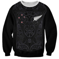 Custom Aotearoa Rugby Sweatshirt Fern Blacks-Traditional Maori Motifs Design