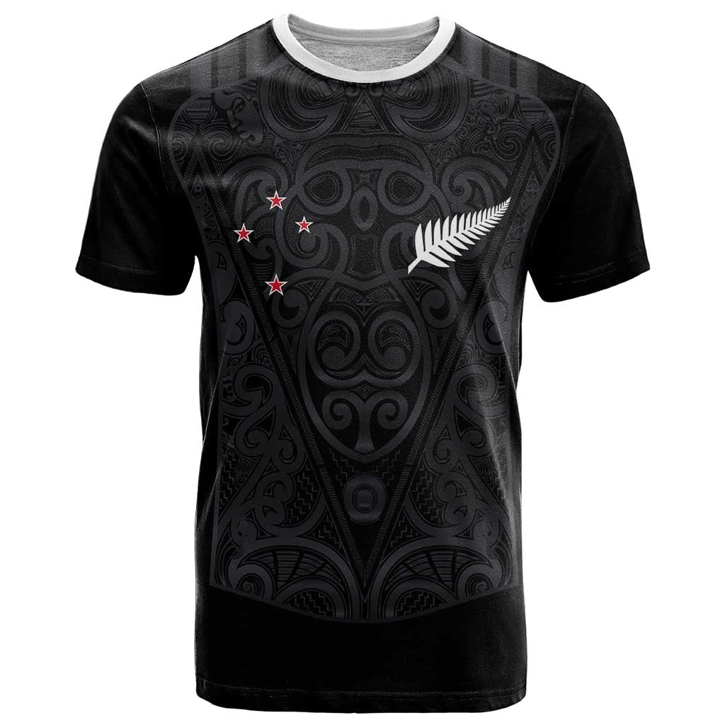 Custom Aotearoa Rugby T Shirt Fern Blacks-Traditional Maori Motifs Design LT03 Black - Polynesian Pride
