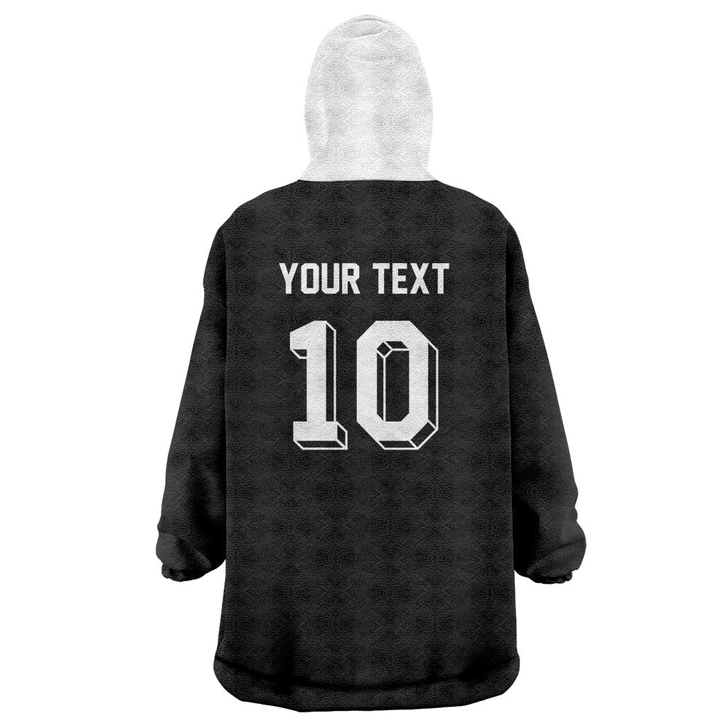 Custom Aotearoa Rugby Wearable Blanket Hoodie Fern Blacks-Traditional Maori Motifs Design LT03 - Polynesian Pride