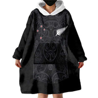 Custom Aotearoa Rugby Wearable Blanket Hoodie Fern Blacks-Traditional Maori Motifs Design LT03 - Polynesian Pride