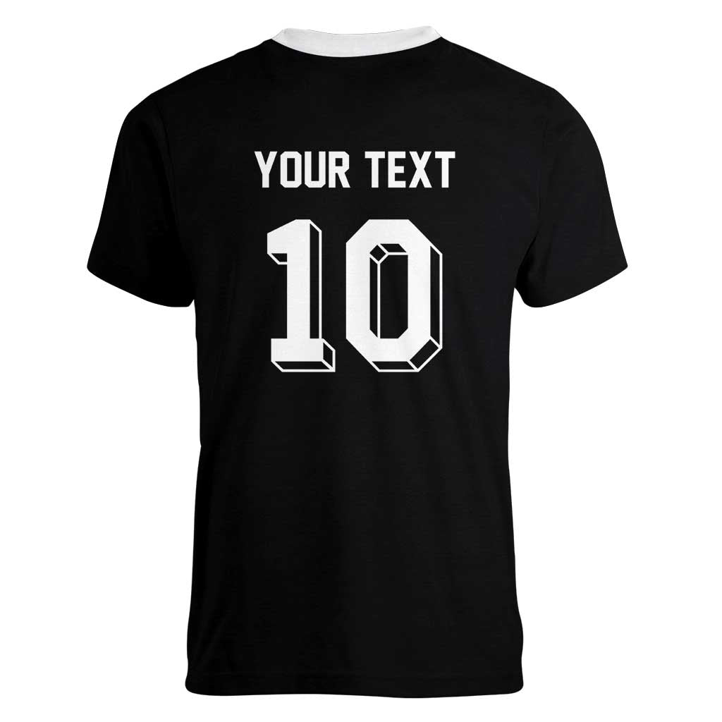 Custom Aotearoa Rugby Women V-Neck T-Shirt Fern Blacks-Traditional Maori Motifs Design