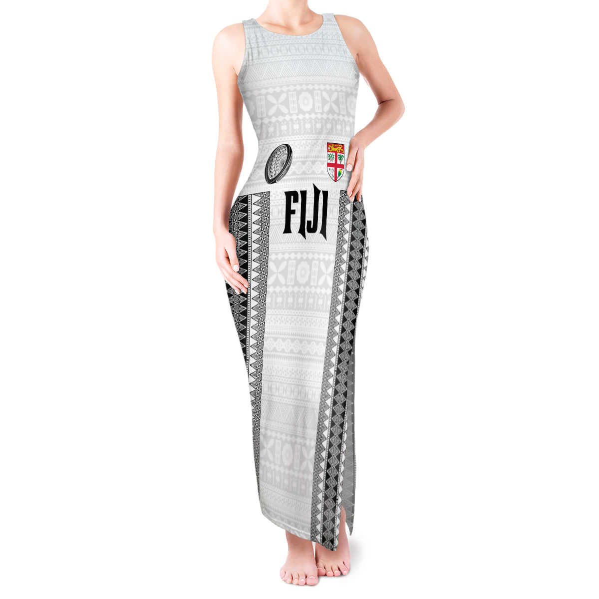 Fiji Rugby Warriors Tank Maxi Dress Masi Tribal Pattern Go Champion 2024